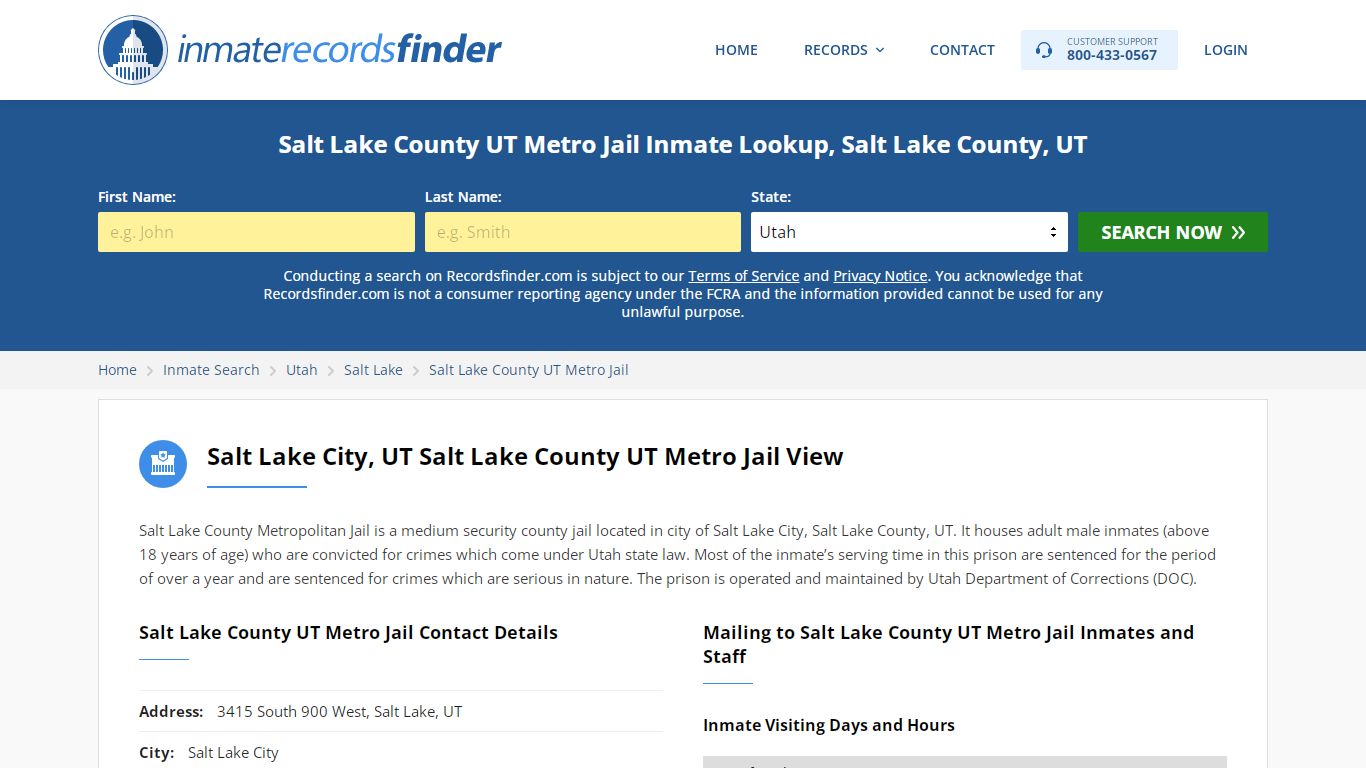Salt Lake County UT Metro Jail Roster & Inmate Search ...